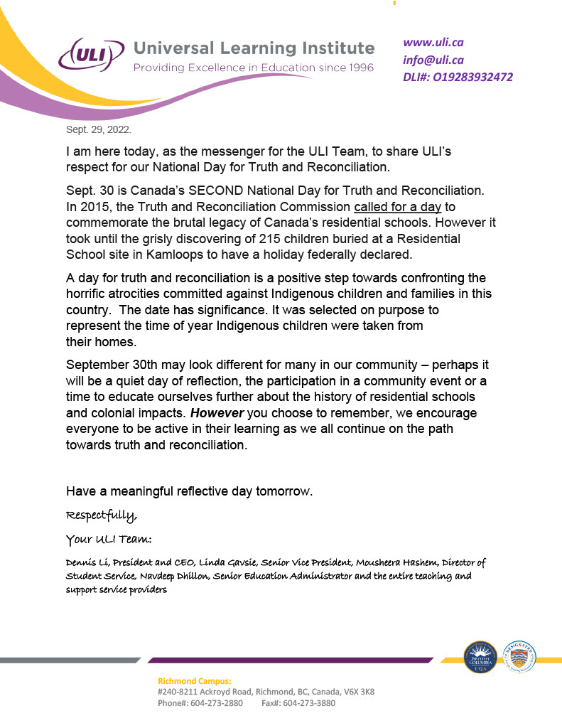Truth and Reconciliation-A message from ULI 