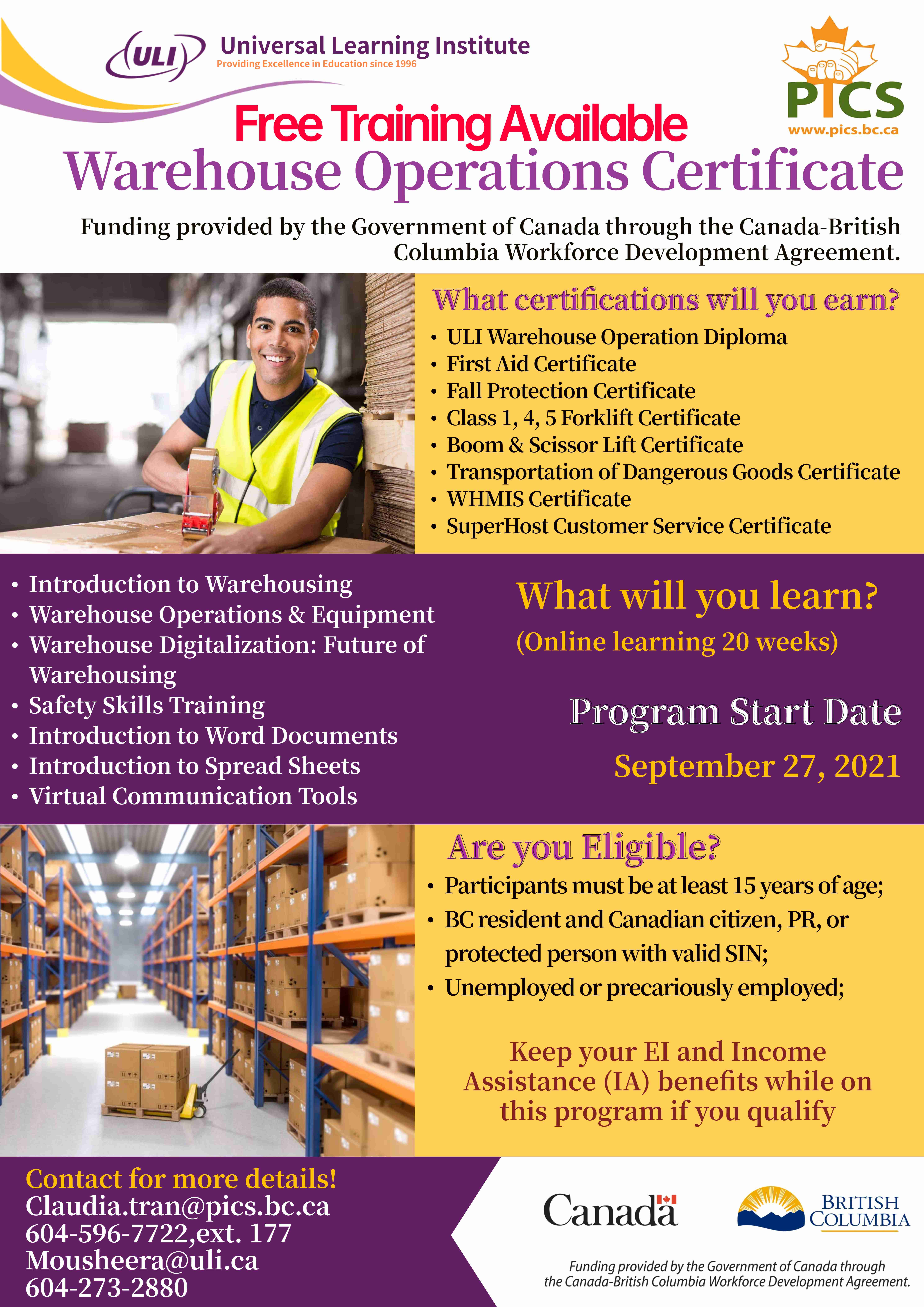 Please contact Ken at ken@uli.ca for the program flyer or more information.